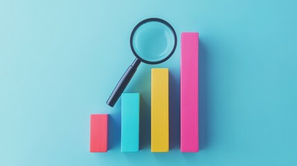 Magnifying Glass over Growing Bar Graph