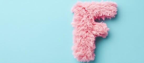 Pink Furry Letter F on a Light Blue Background