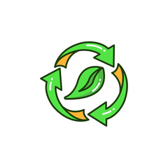 Colorful Eco-Friendly Recycling Symbol with Leaf