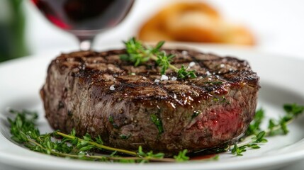 Grilled Steak with Herbs and Red Wine