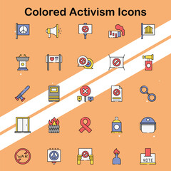 Set of activism icons illustrating social and political movements perfect for activism and equality themes.