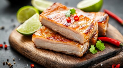 Delicious Grilled Pork Belly with Fresh Lime and Chili