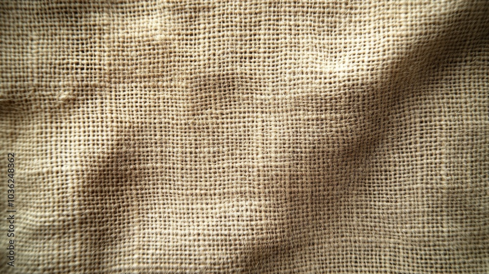 Poster A close-up view captures the intricate texture of natural fabric, showcasing its woven patterns and subtle color variations under soft lighting, creating a warm atmosphere.