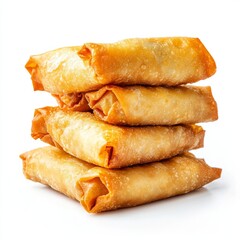 Stacking of egg rolls food isolated white background