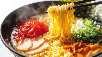 Delicious Bowl of Noodle Soup with Fresh Ingredients
