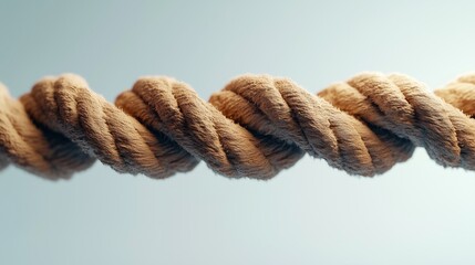 Obraz premium A close-up view of a twisted rope, showcasing its texture and fibers against a soft background.