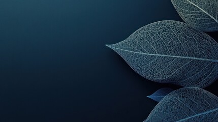 Obraz premium A minimalist design featuring delicate, translucent leaves on a dark background.