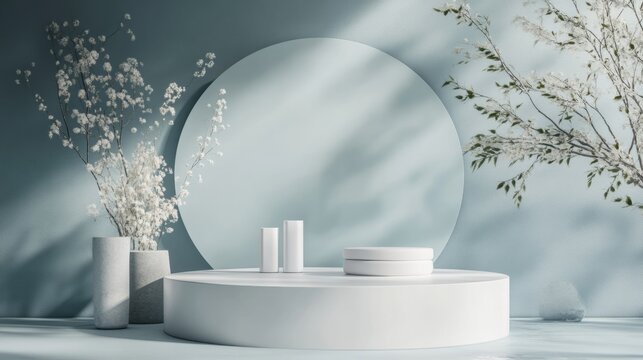 3d nlue background with white and empty display