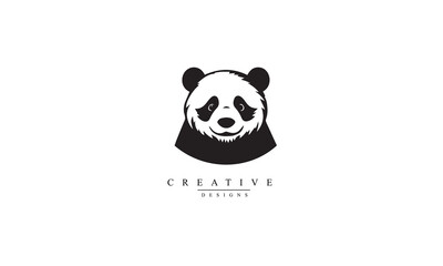 Panda vector icon. Panda black logo white background