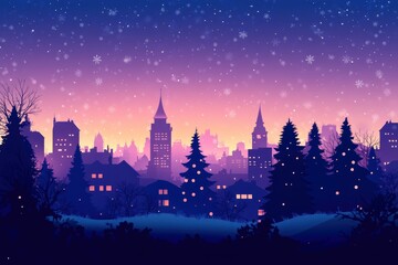 Fototapeta premium Christmas city wallpaper city background, Vector of the winter landscape. Merry Christmas. for copy space design assets, ai