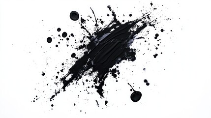 Black Ink Splashes on White Background