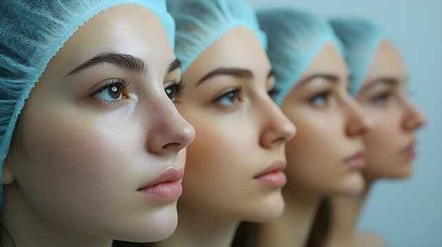 Detailed video of a rhinoplasty recovery process, documenting the nose before surgery, weekly progress during healing, and the final refined look after full recovery