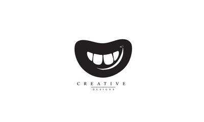 Naklejka premium Tooth smile icon black vector white background