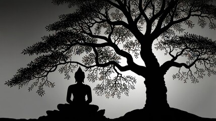 silhouette of a person sitting on a tree