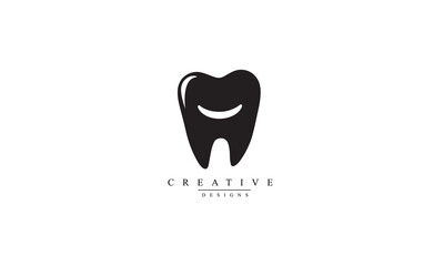 Tooth smile icon black vector white background