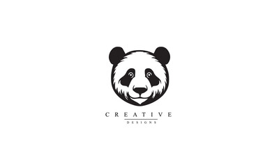 Panda vector icon. Panda black logo white background