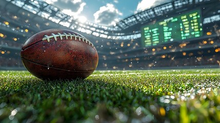 A cutting edge rugby stadium featuring holographic ball and player tracking with real time analytics and statistics projected onto the field and around the stands