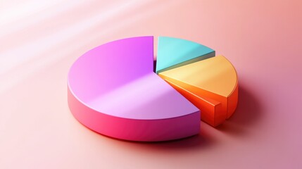 Obraz premium Colorful 3D Pie Chart for Data Visualization