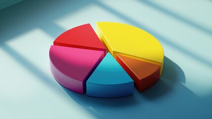 Obraz premium Colorful Pie Chart on a Light Surface