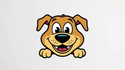 A full image of A funny single cartoon-style dog image, dog sticker, and funny dog isolated on a plain white background