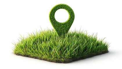 Clear grass location pin icon isolated on a white background, suitable for environmental projects and navigation apps focused on nature