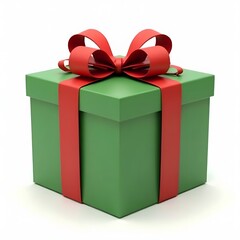 Obraz premium Elegant Green Gift Box with Ribbon