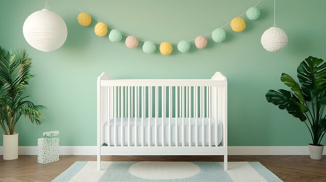 Bright and cheerful nursery decor a cozy space for your baby with soft colors and modern design elements