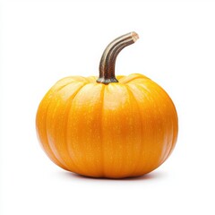 Obraz premium Vibrant orange pumpkin, white isolated background.
