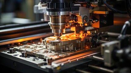 machine tool in metal factory with drilling cnc machines 