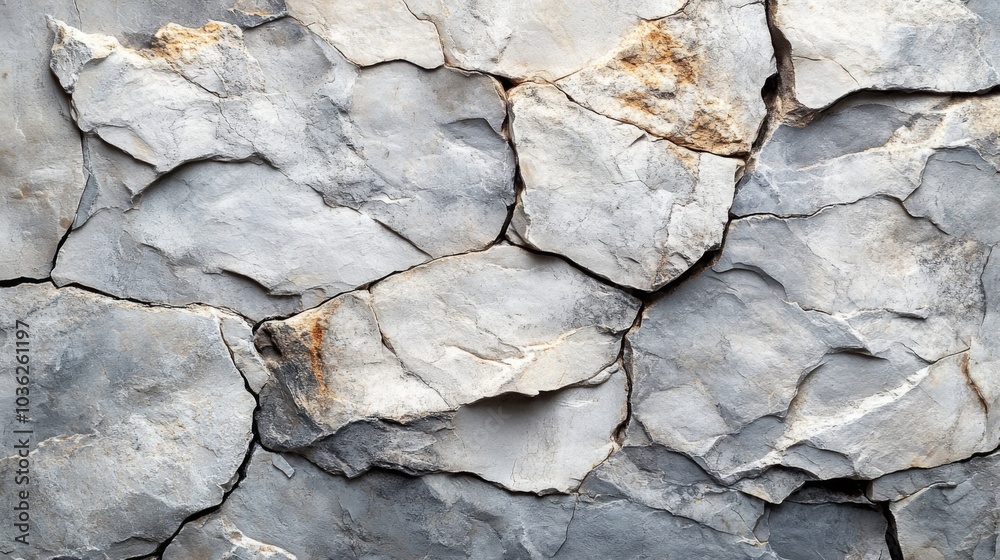 Poster the surface features a collection of jagged gray stones, each with distinct shapes and textures, arr