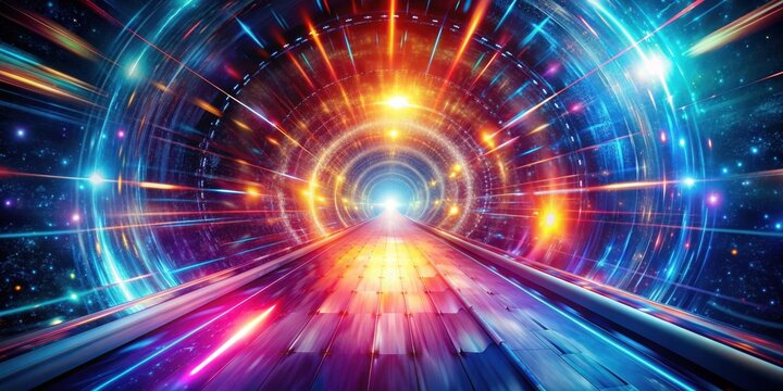 Space tunnel with cosmic colors and warp speed motion, galaxy, futuristic, speed, sci-fi, abstract, hyperspeed