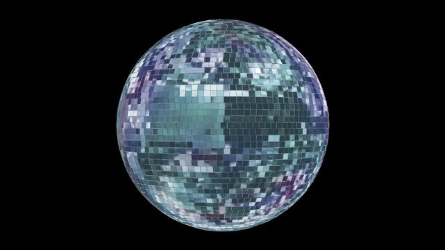 This vibrant disco ball loop animation showcases a rotating disco ball reflecting colorful lights, perfect for enhancing music videos, event promotions, and motion graphics projects.