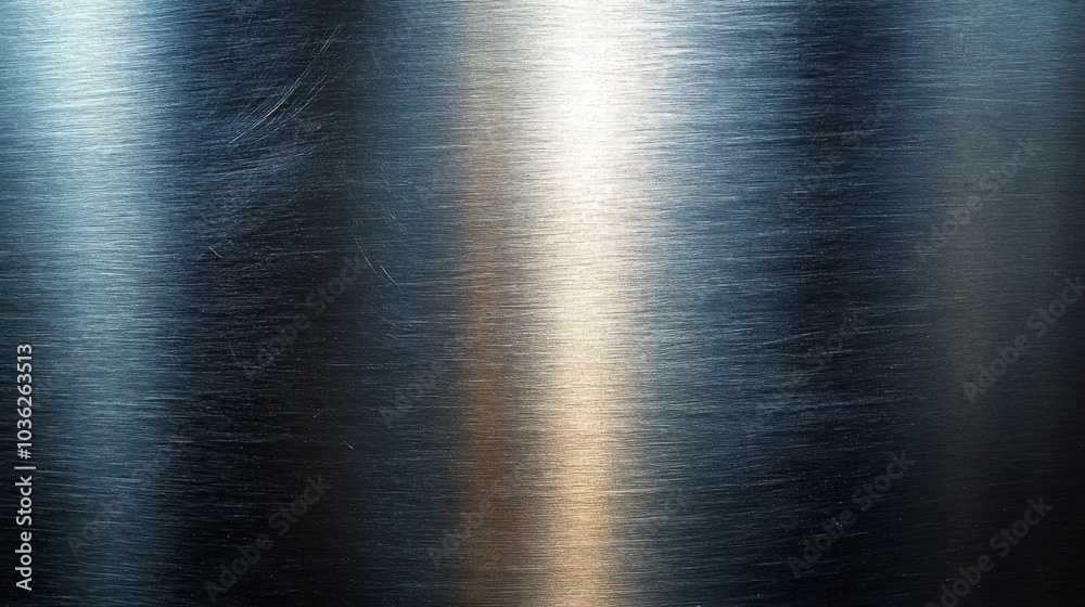 Aufkleber the shiny silver surface features a brushed texture, with fine scratches reflecting light and provid