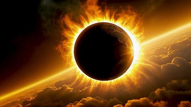 a solar eclipse  with  the moon  and  sun  in the background