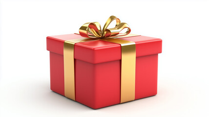 Fototapeta premium 赤い箱と金色リボンのギフト