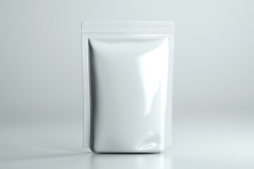 Minimalistic white packaging displayed on a light gray background for product showcasing and branding purposes