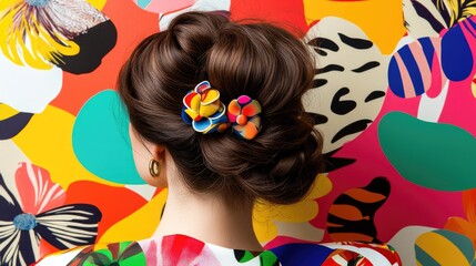 Naklejka premium Colorful Hairstyle Against Vibrant Background