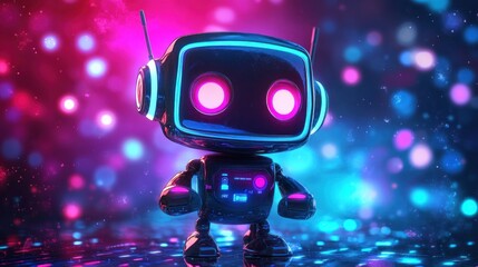 Cute robot for communication technology education isolated, Chatbot technology, AI generated image