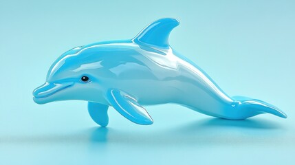 Obraz premium A blue dolphin figurine on a blue background.