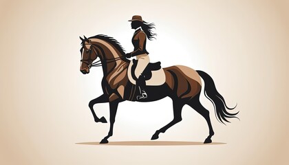 Naklejka premium A silhouette of a rider on a horse, showcasing equestrian elegance.