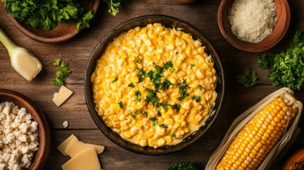 Creamy Corn Dish with Fresh Herbs and Cheese