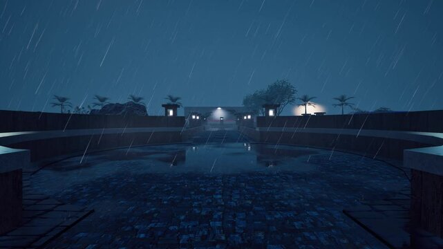rain aesthetic on city 3d render 4k 120fps
