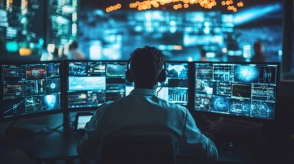 A futuristic control room monitoring multiple interplanetary missions in real time