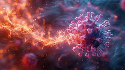 Fototapeta premium Abstract Visualization of Coronavirus and Infection Process