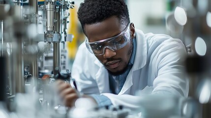 Fuel Processing Technology  Technician testing biofuel quality, advanced laboratory setup, clean energy