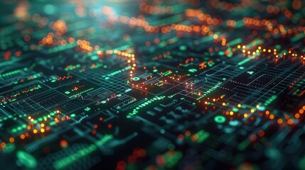 Obraz premium Abstract Digital Circuit Background with Glowing Lights
