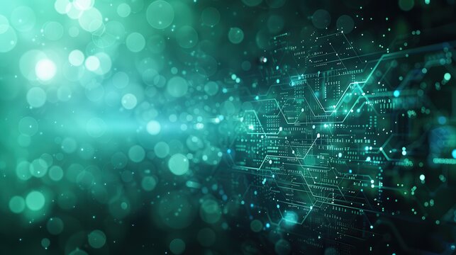 Abstract Digital Technology Background with Green Light