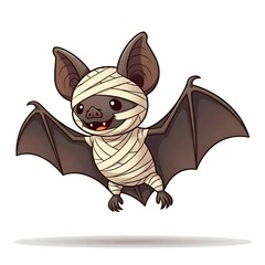 Adorable cartoon bat wrapped like a cute Halloween mummy