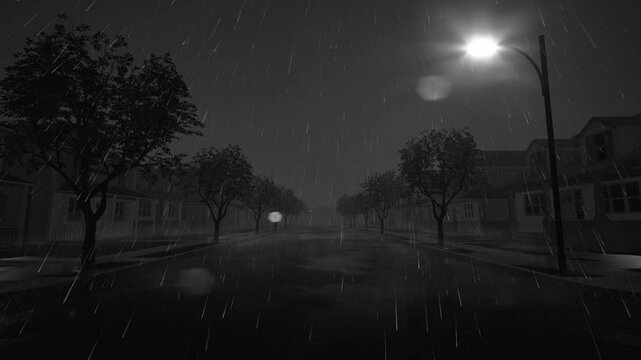 rain aesthetic on city 3d render 4k 120fps