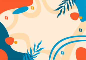 Minimal flat vector spring illustration square frame background. Creative layout of spring elements for banner, template, social media, advertising concept use